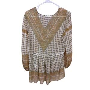 Rose + Olivia Boho Sheer Blouse Women’s Small | Colorful Sparkle Tunic Top